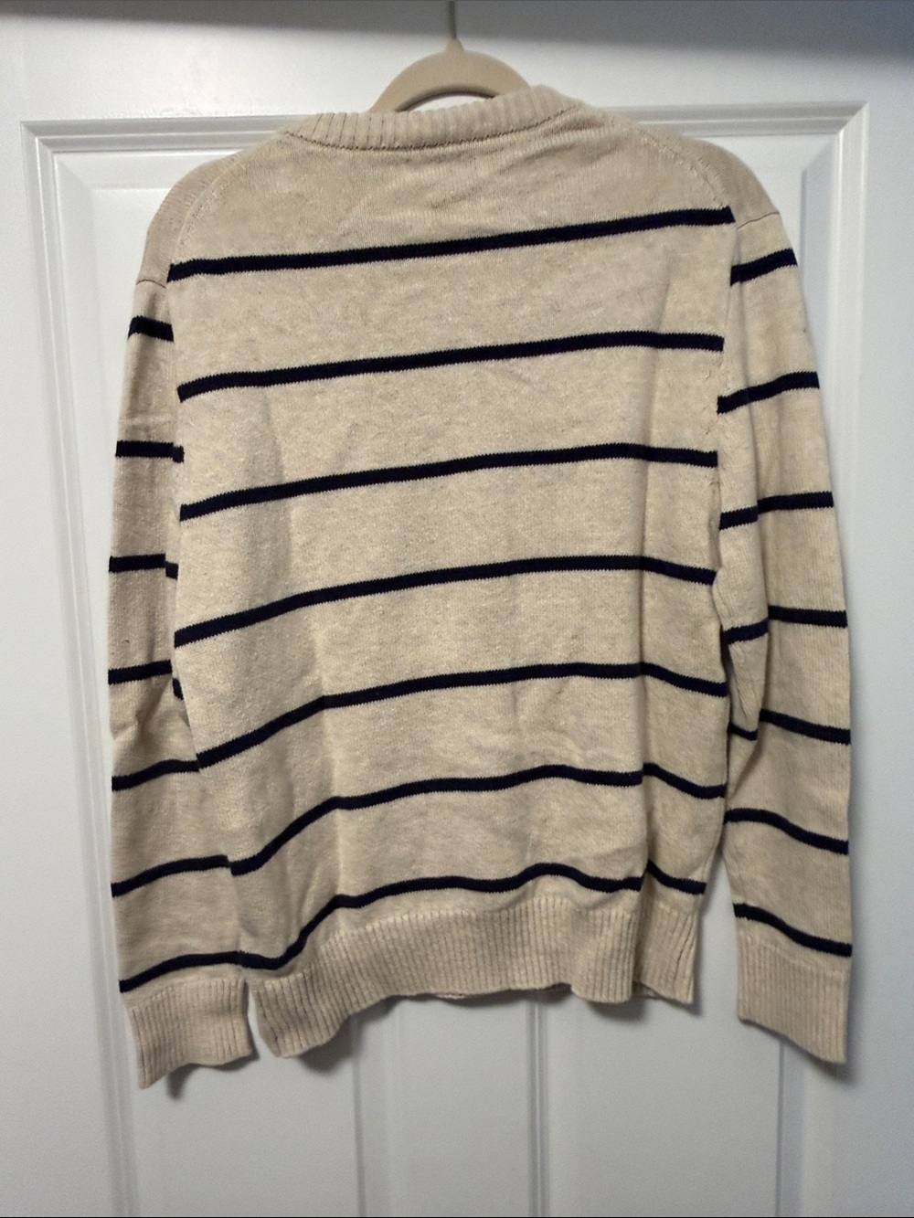 J. Crew Cream and Navy Striped Crewneck Sweater - Picture 4 of 4